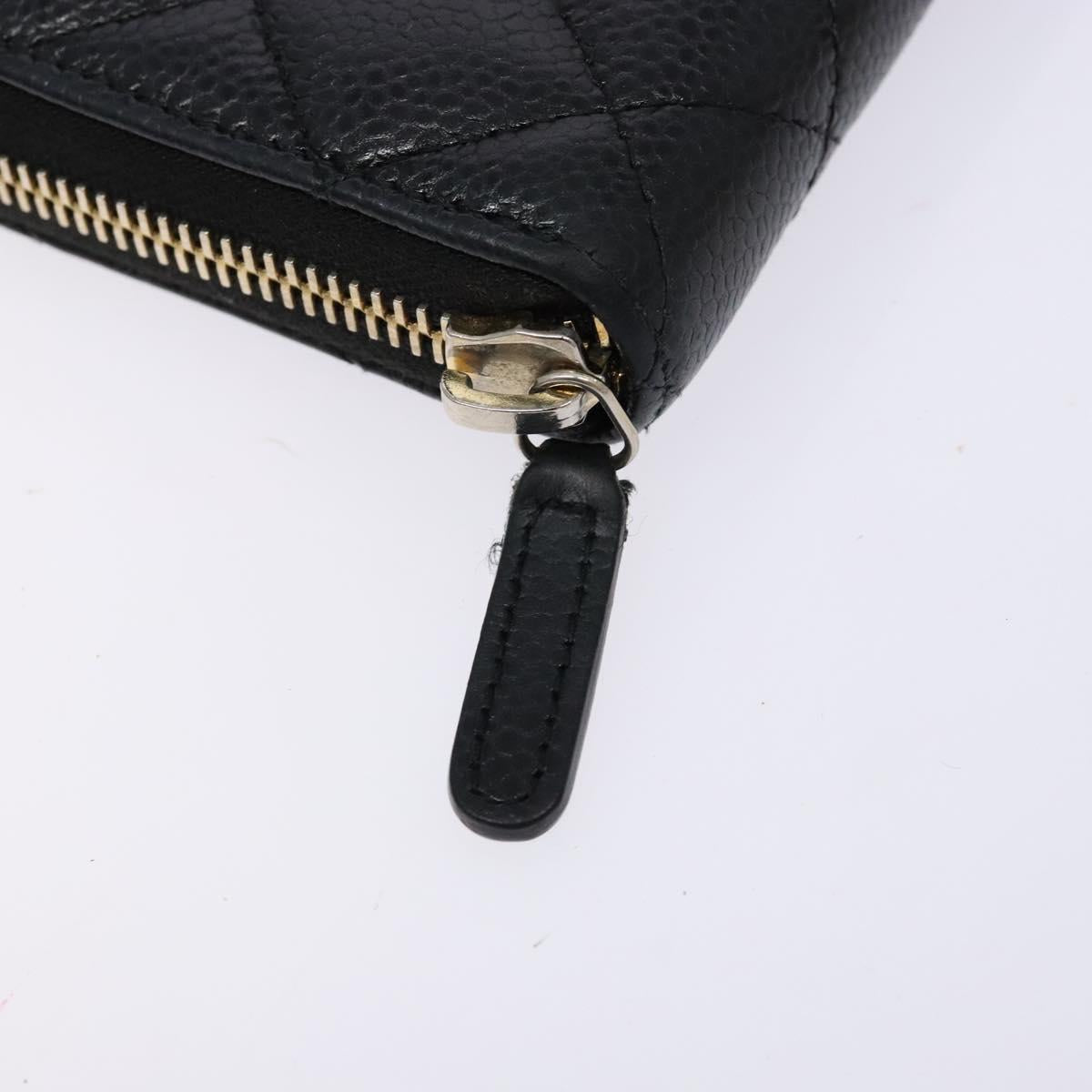 Long Wallet Caviar Skin Black Gold CC