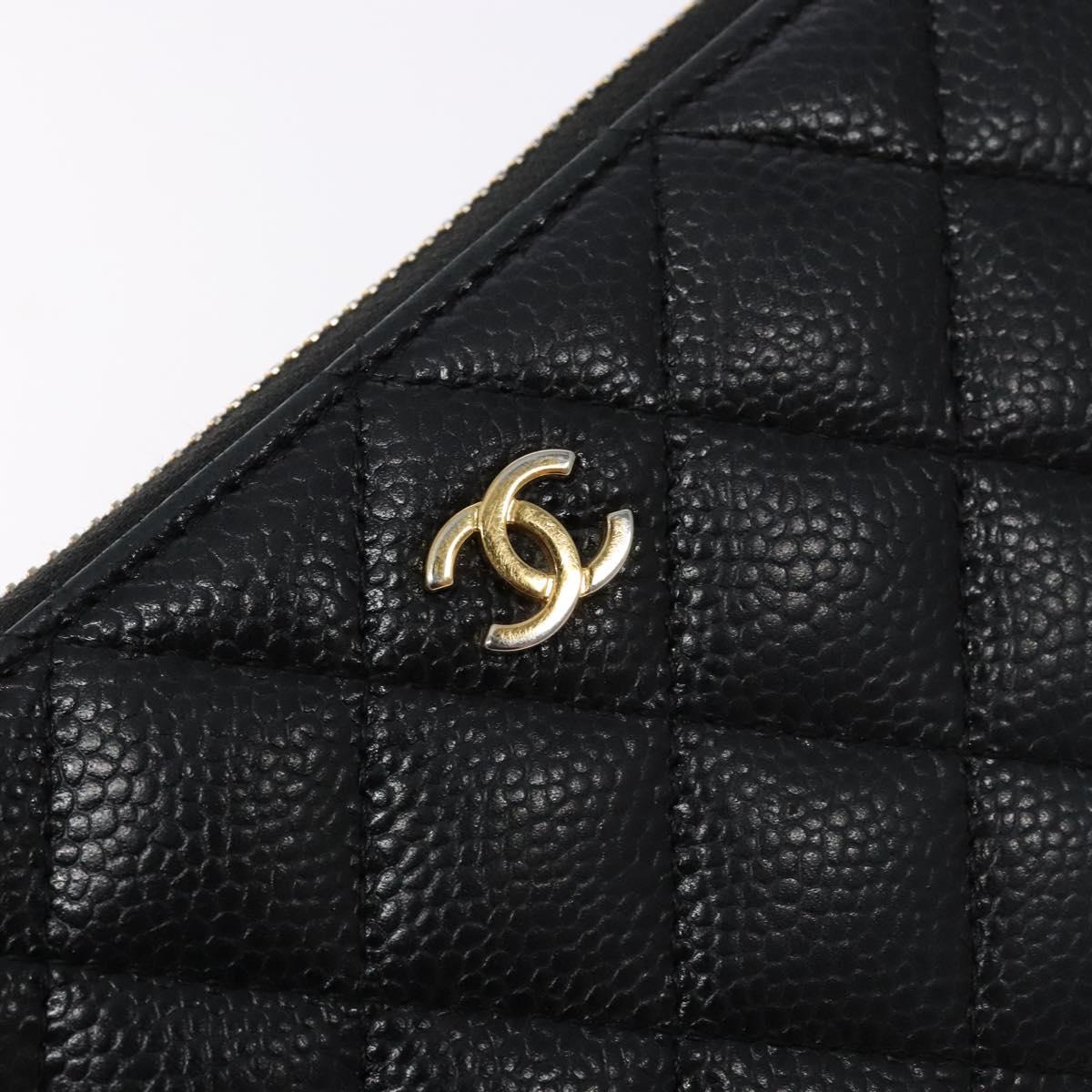 Long Wallet Caviar Skin Black Gold CC