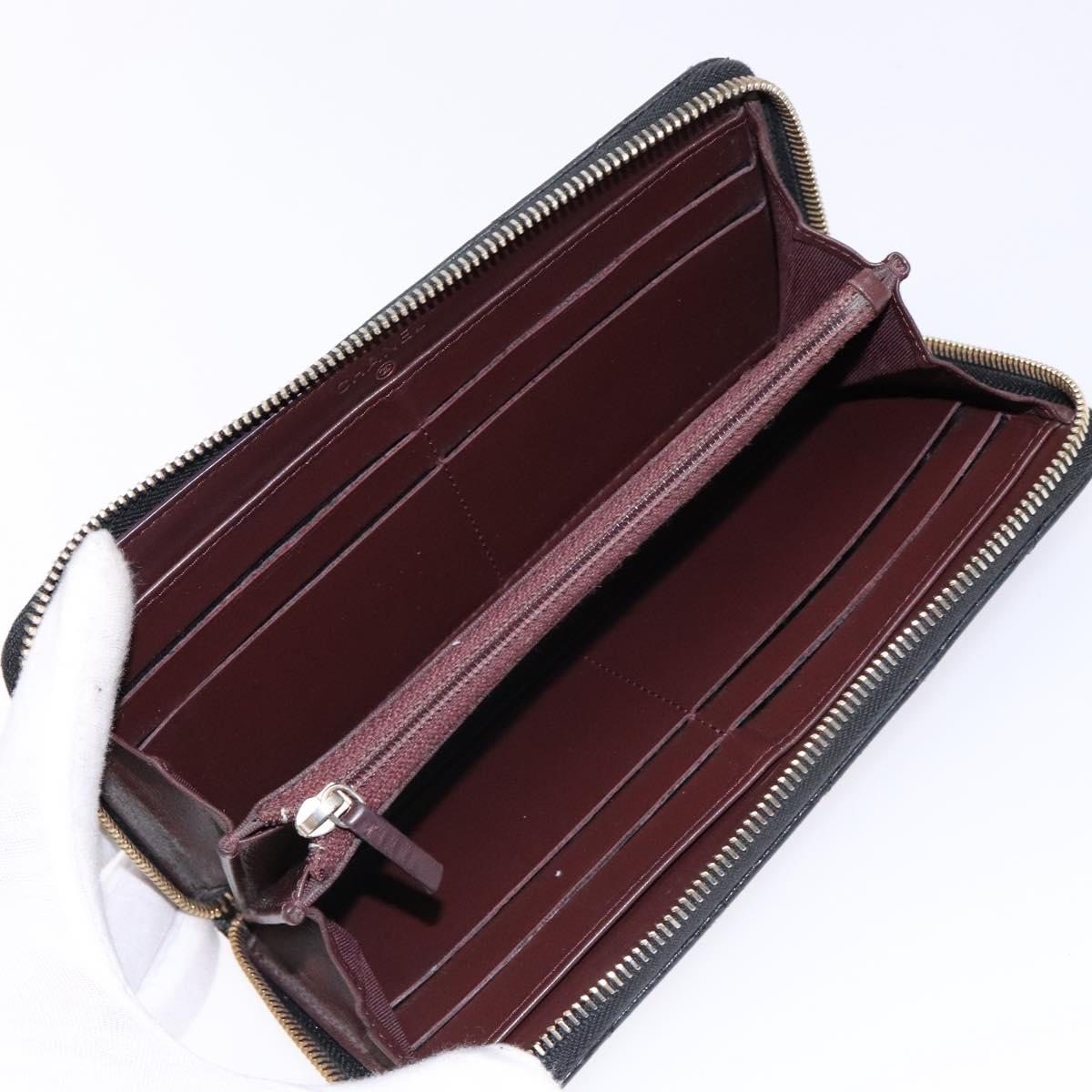 Long Wallet Caviar Skin Black Gold CC