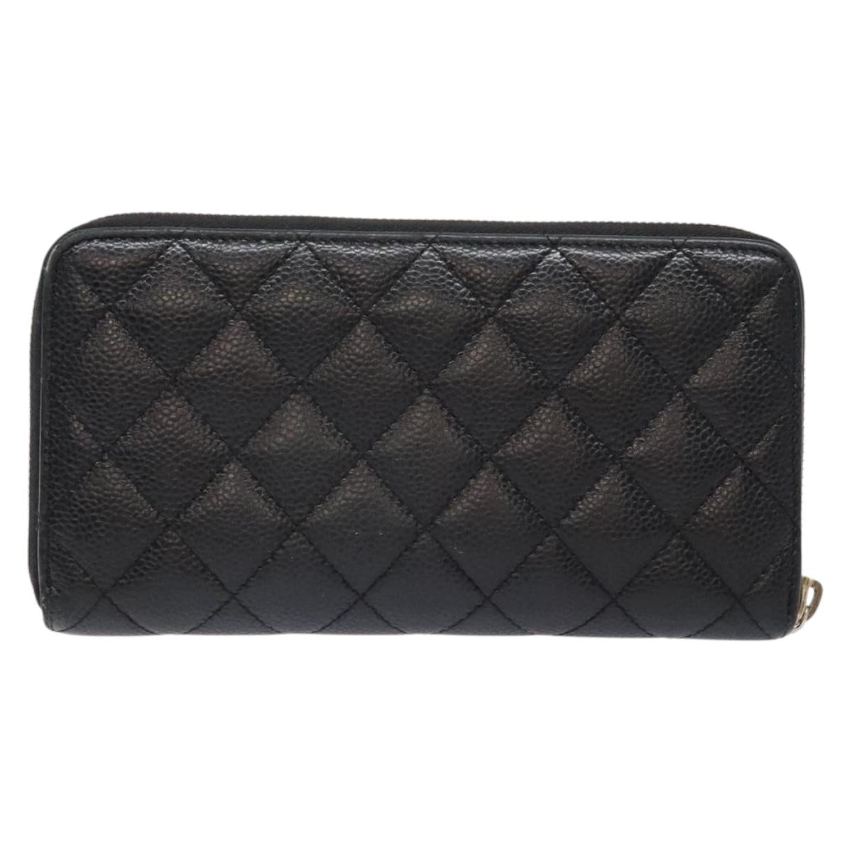 Long Wallet Caviar Skin Black Gold CC