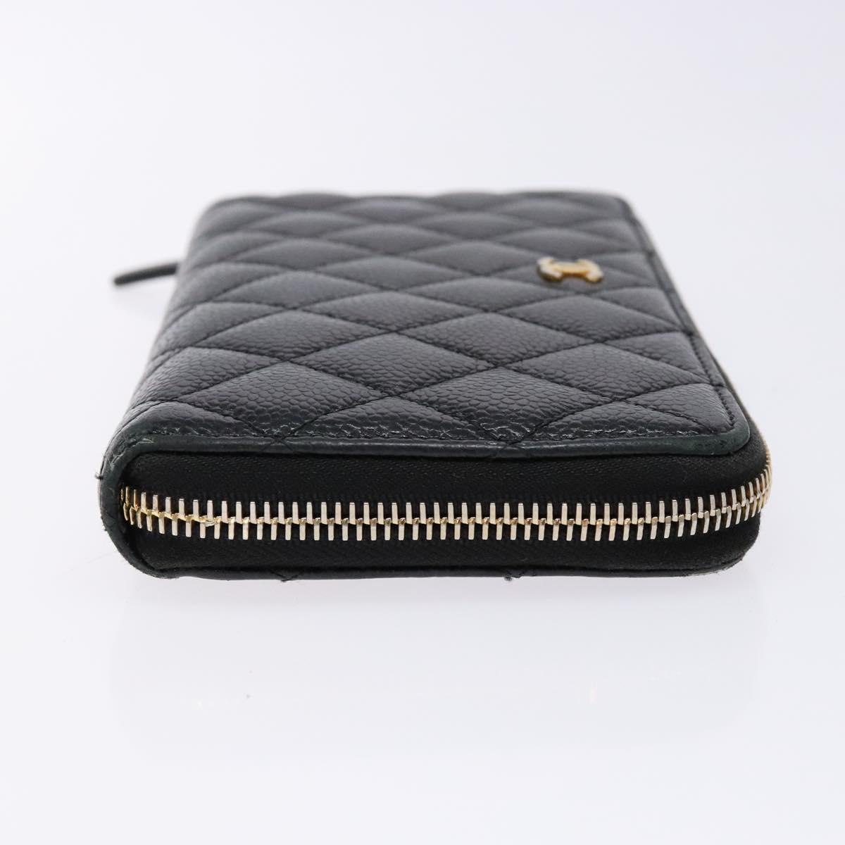 Long Wallet Caviar Skin Black Gold CC