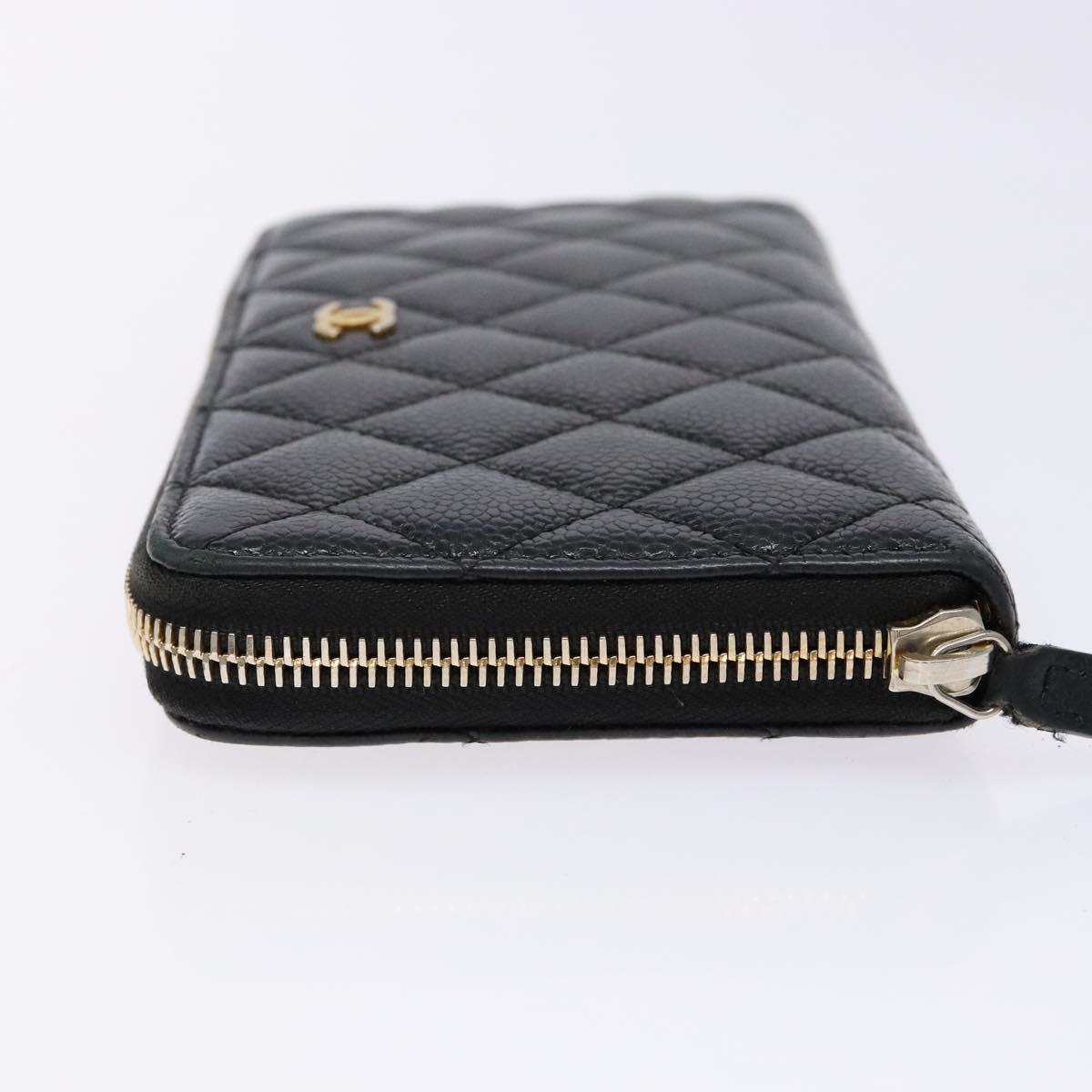 Long Wallet Caviar Skin Black Gold CC