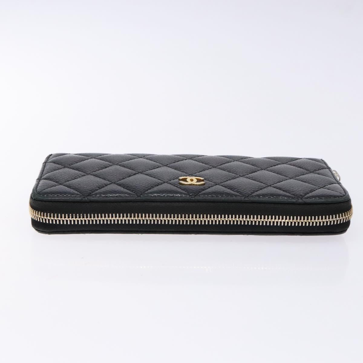 Long Wallet Caviar Skin Black Gold CC