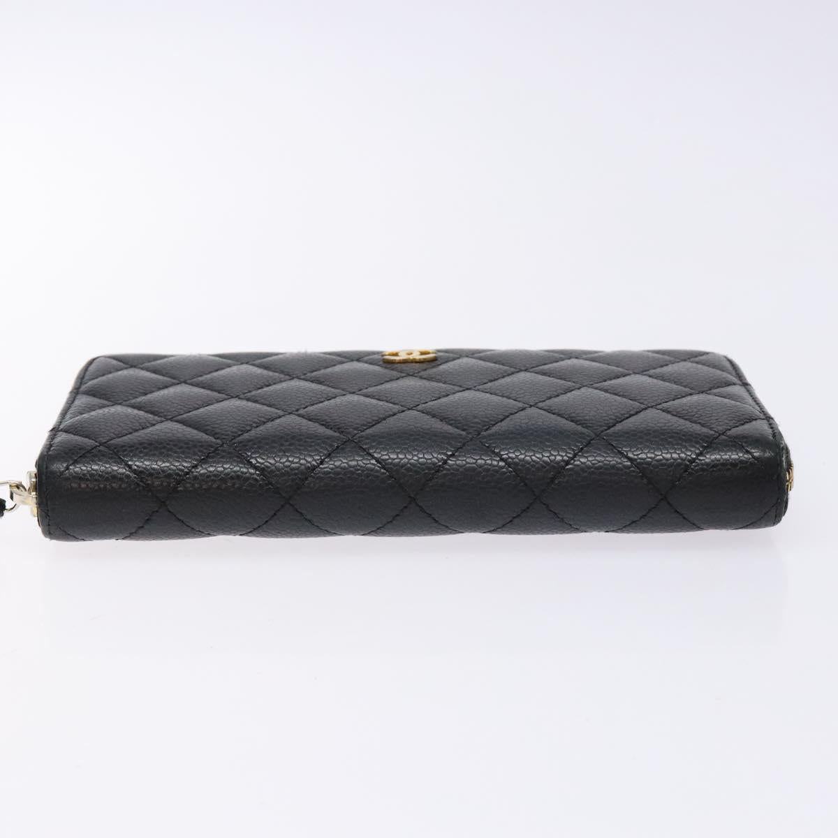 Long Wallet Caviar Skin Black Gold CC