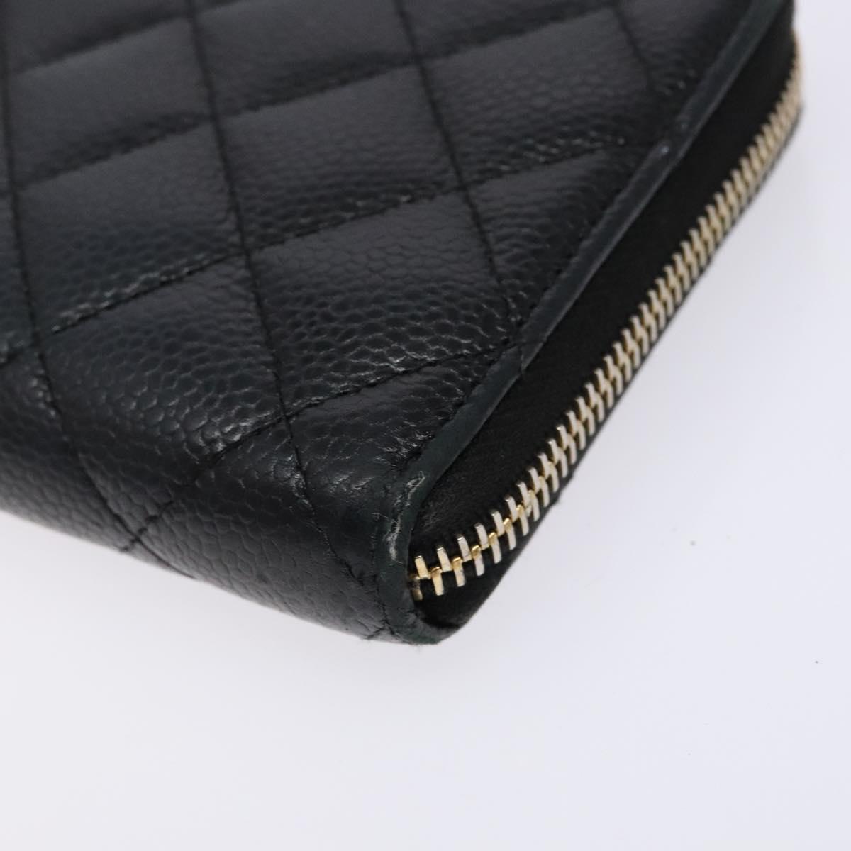 Long Wallet Caviar Skin Black Gold CC