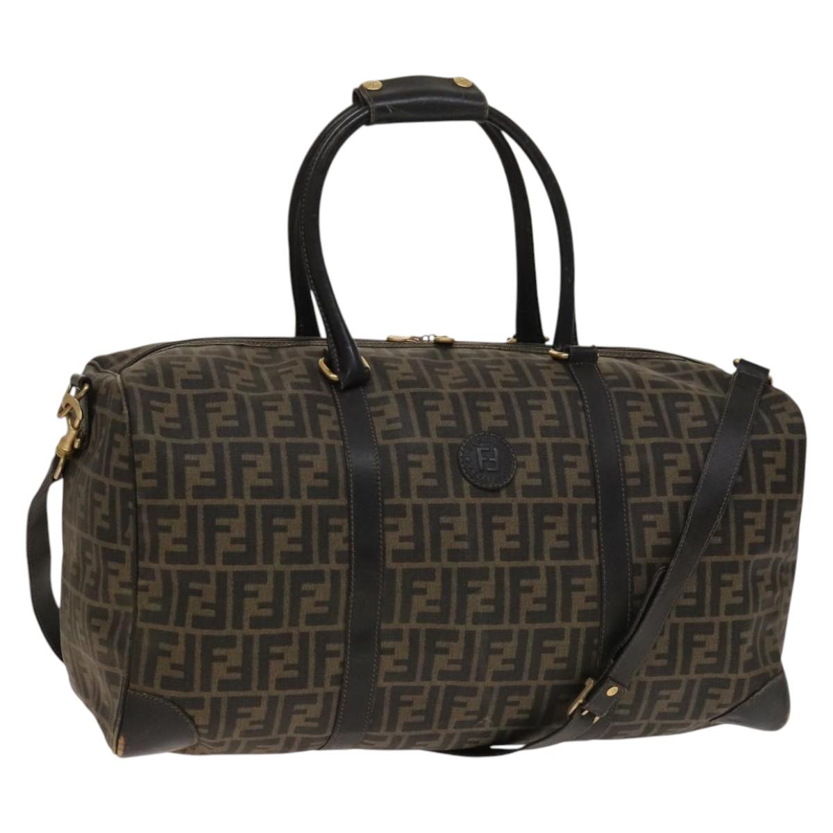 Zucca Canvas Boston Bag PVC 2way Black Brown