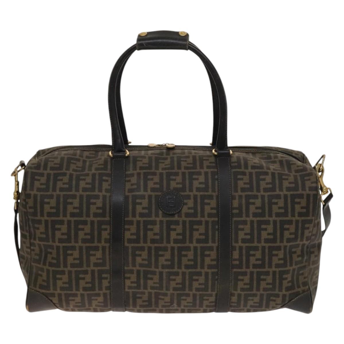 Zucca Canvas Boston Bag PVC 2way Black Brown