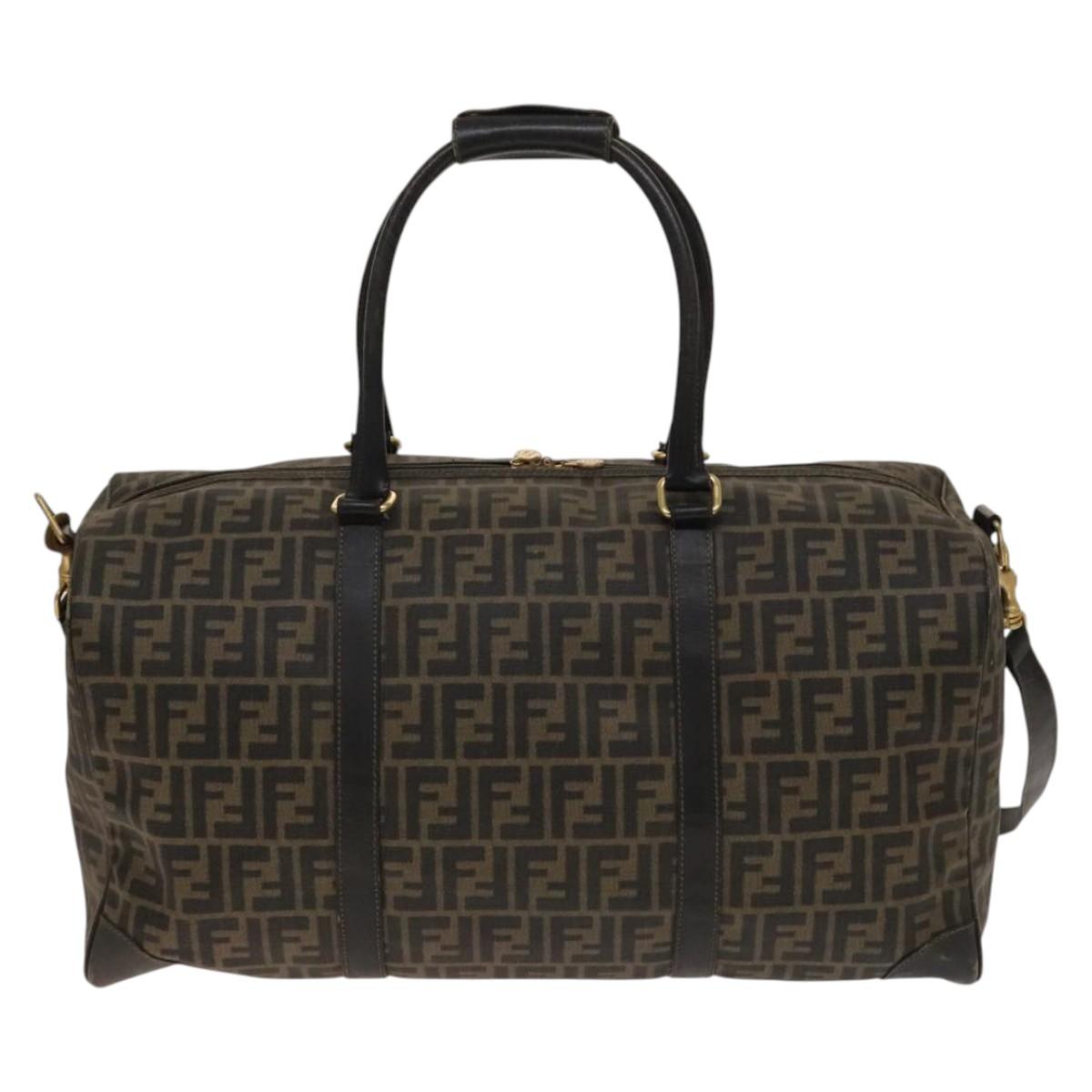 Zucca Canvas Boston Bag PVC 2way Black Brown