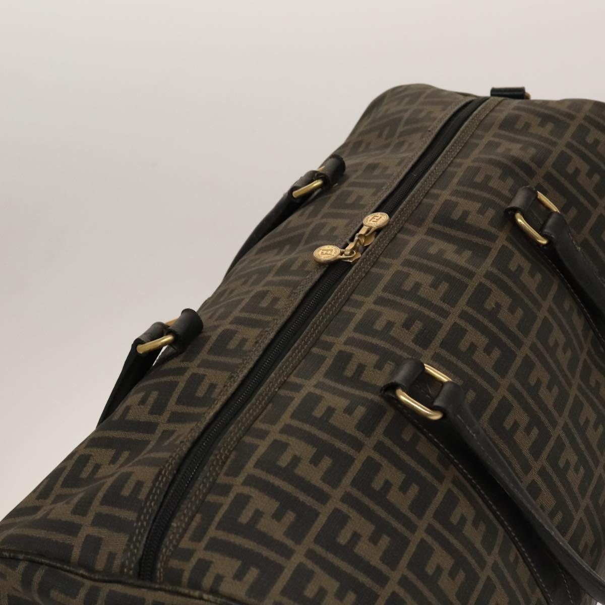 Zucca Canvas Boston Bag PVC 2way Black Brown