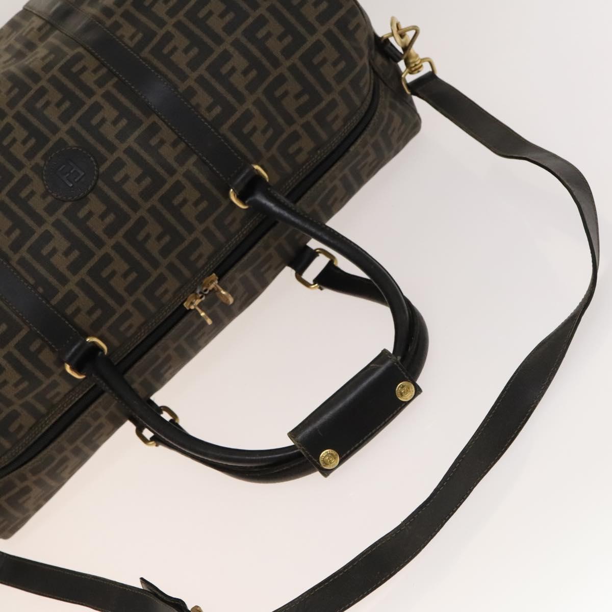 Zucca Canvas Boston Bag PVC 2way Black Brown