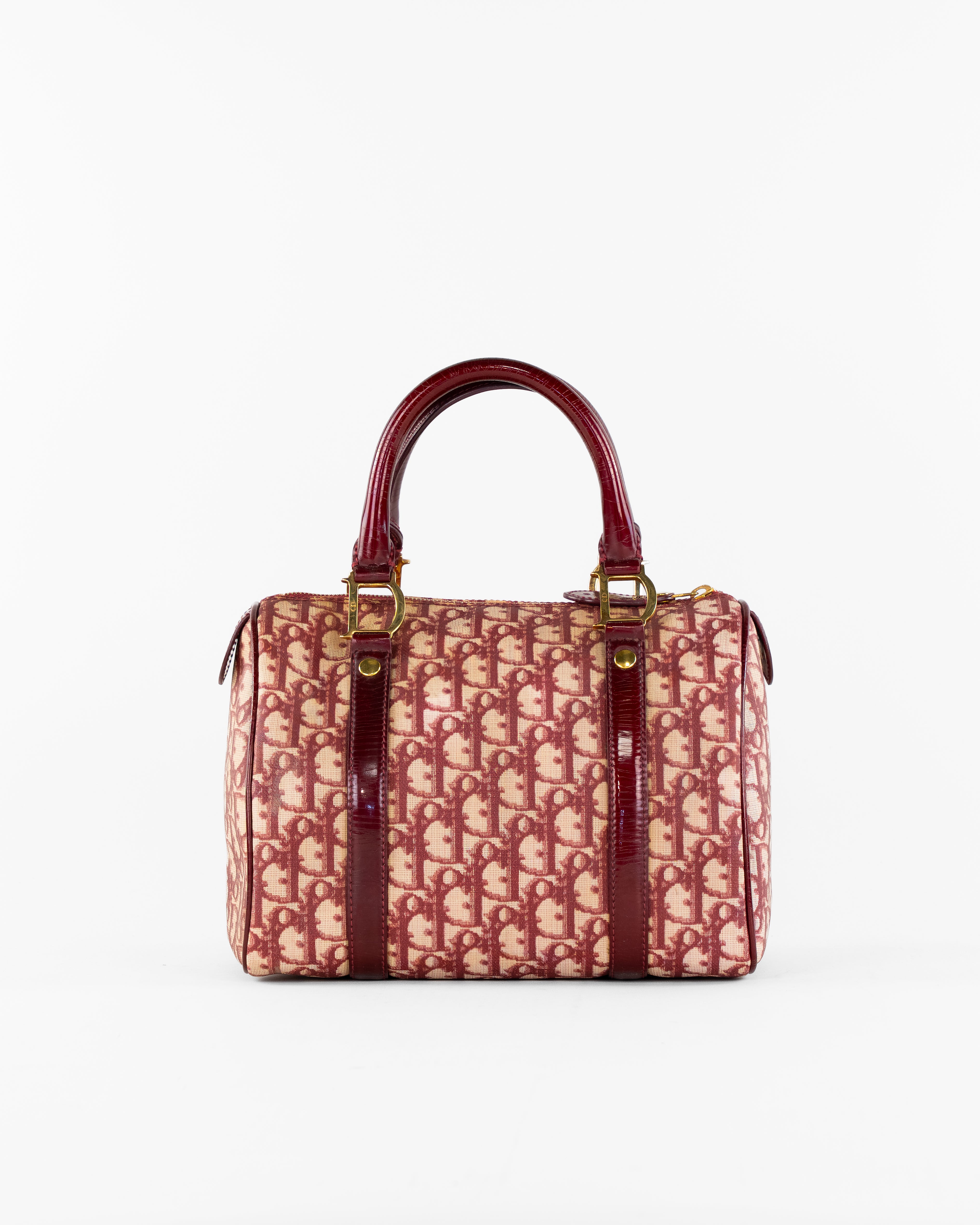 Trotter Canvas Hand Bag PVC Red Gold