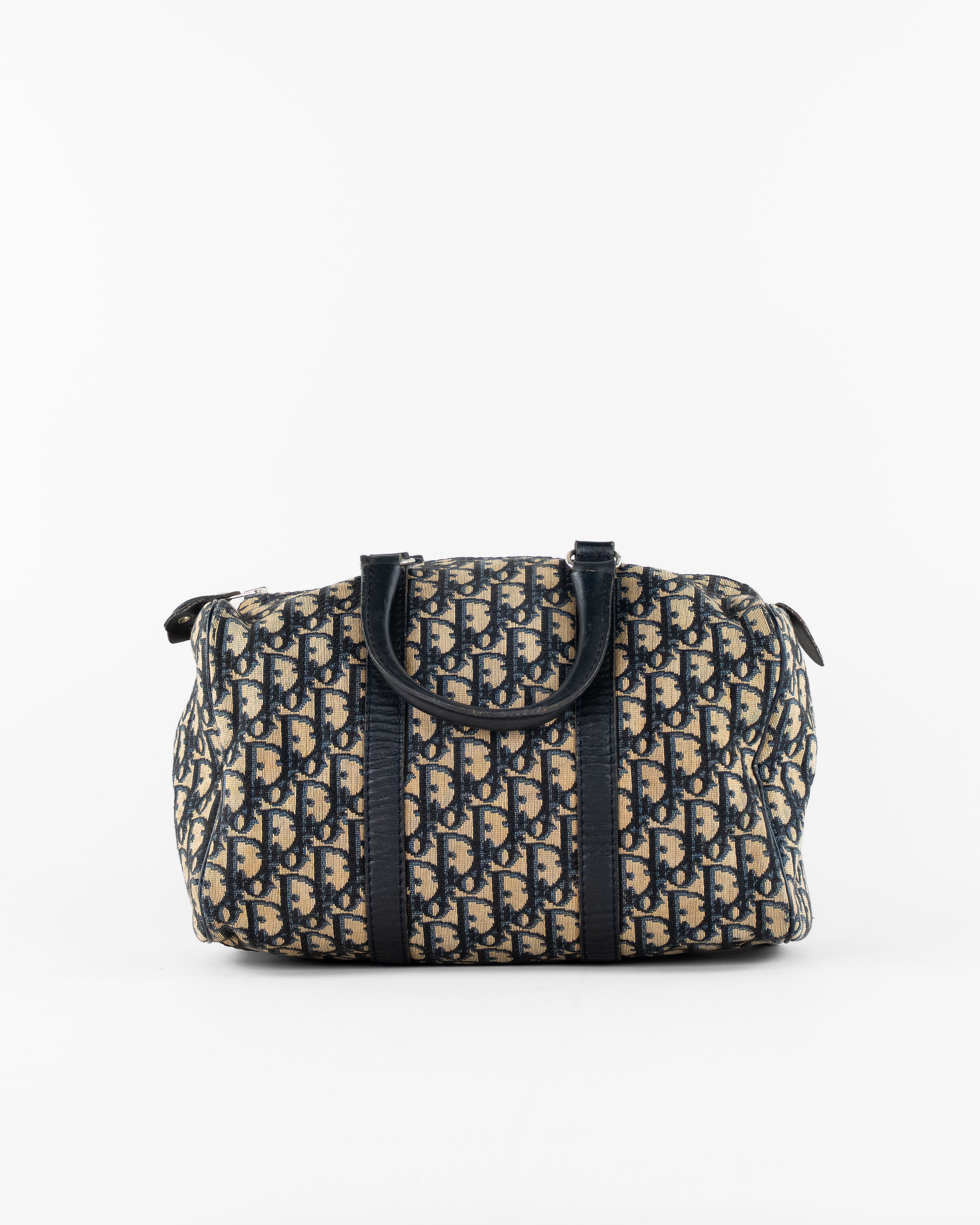 Trotter Canvas Boston Bag Navy Silver
