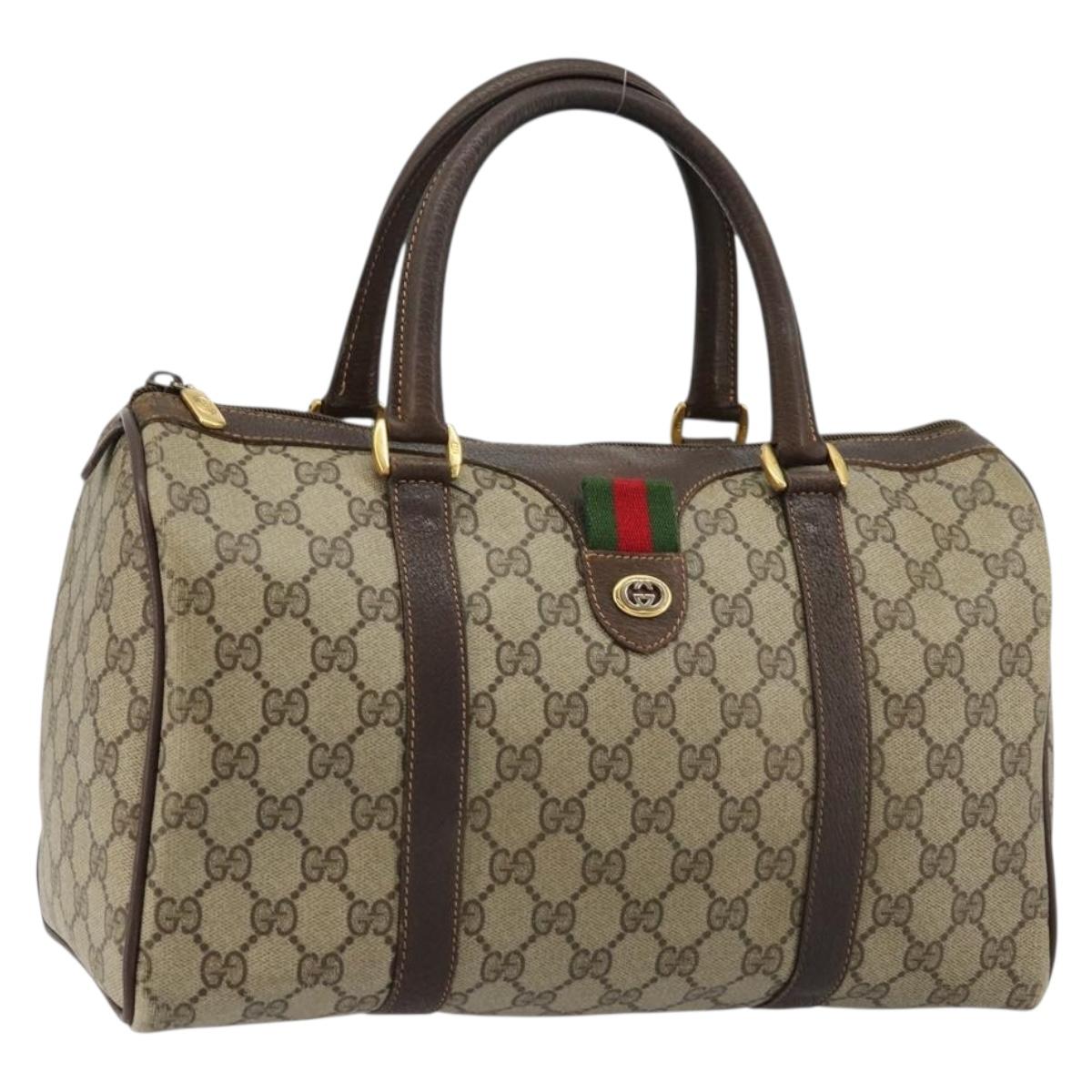 GG Supreme Web Sherry Line Hand Bag PVC Beige Gold