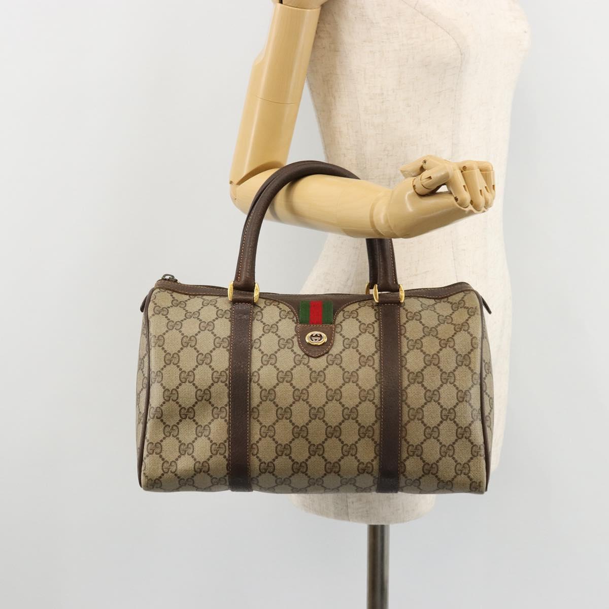 GG Supreme Web Sherry Line Hand Bag PVC Beige Gold