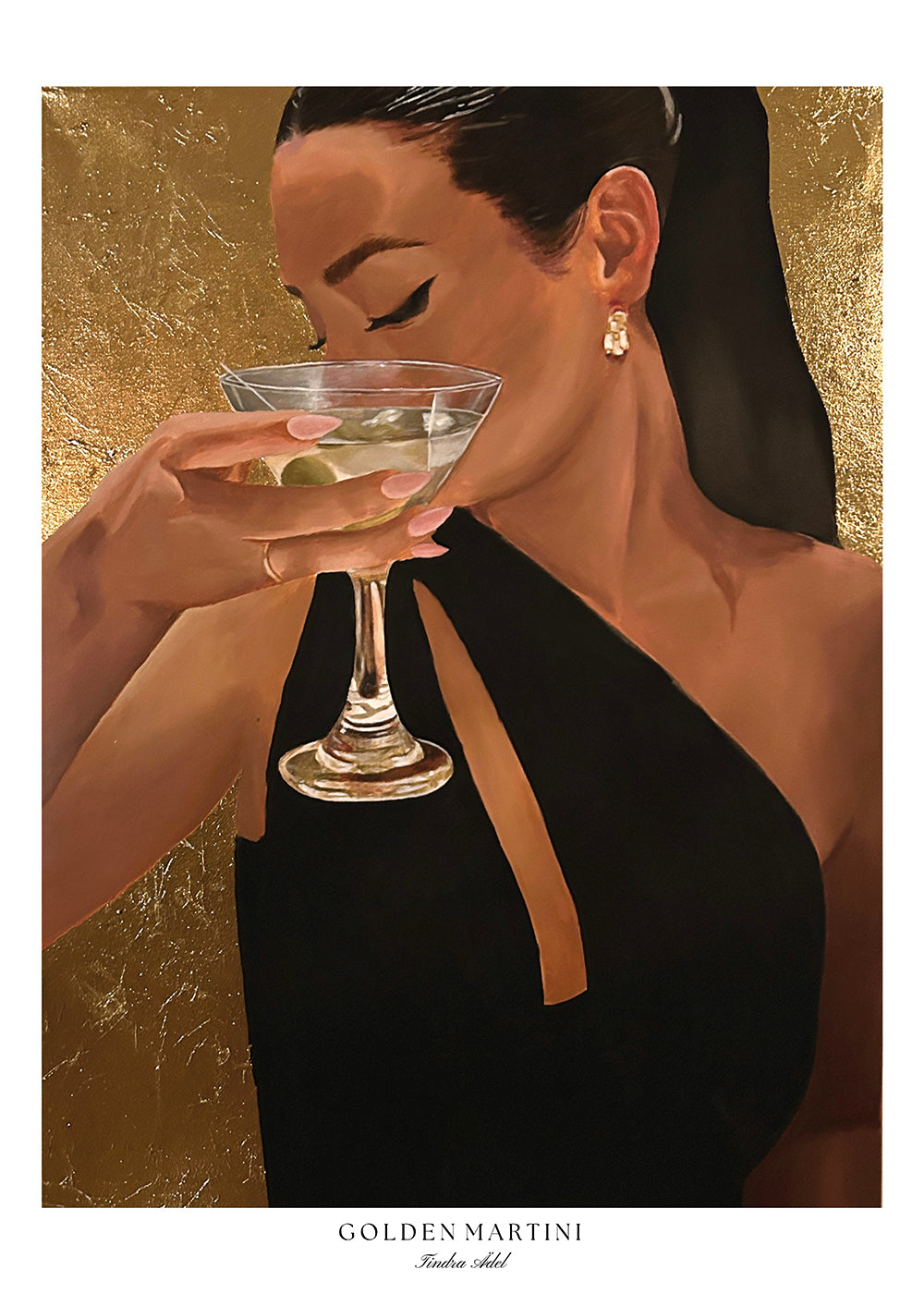 "Golden Martini Brunette" Poster