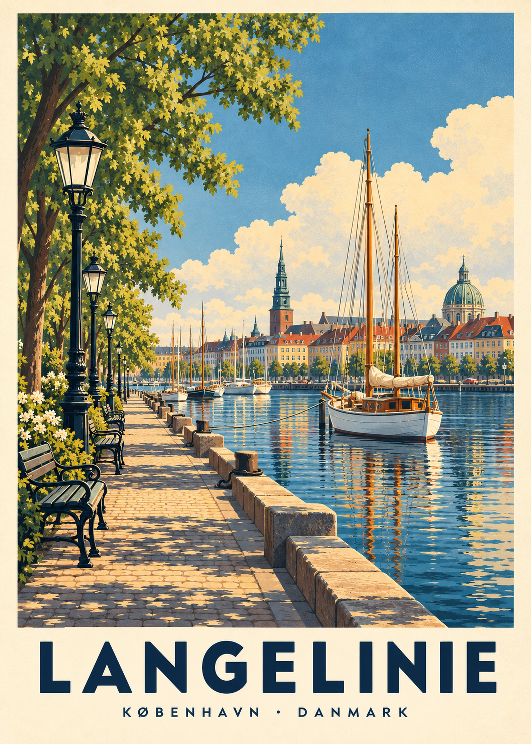 Langelinie, plakat fra Kanva, rent motiv i 5:7