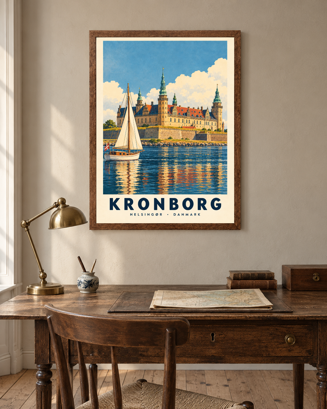 Kronborg, poster fra Kanva i indrettet rum 1. Ramme sælges separat.