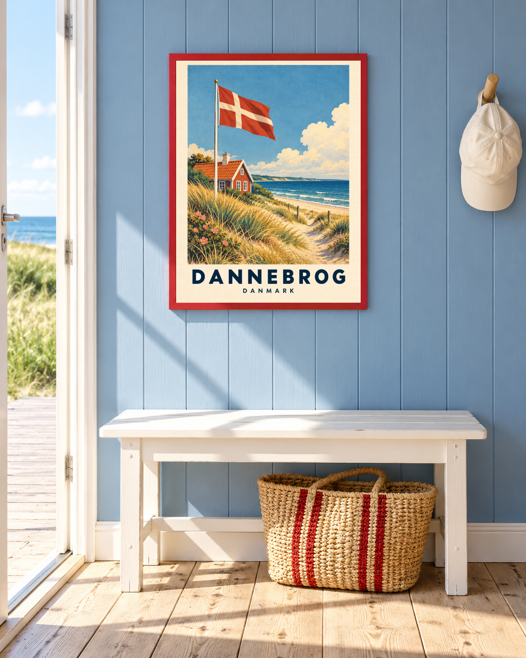 Dannebrog, poster fra Kanva i indrettet rum 2. Ramme sælges separat.