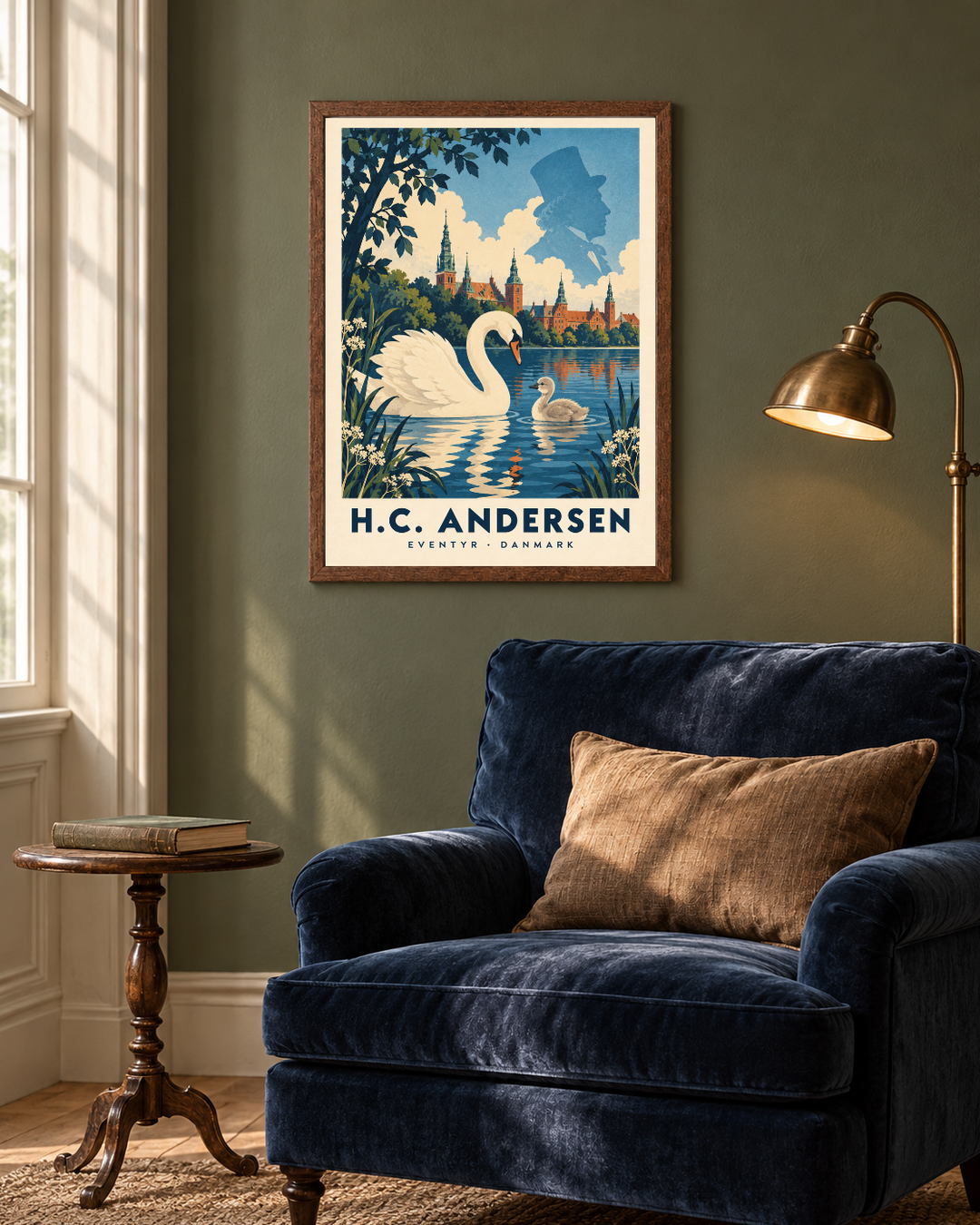 H.C. Andersen, poster fra Kanva i indrettet rum 1. Ramme sælges separat.