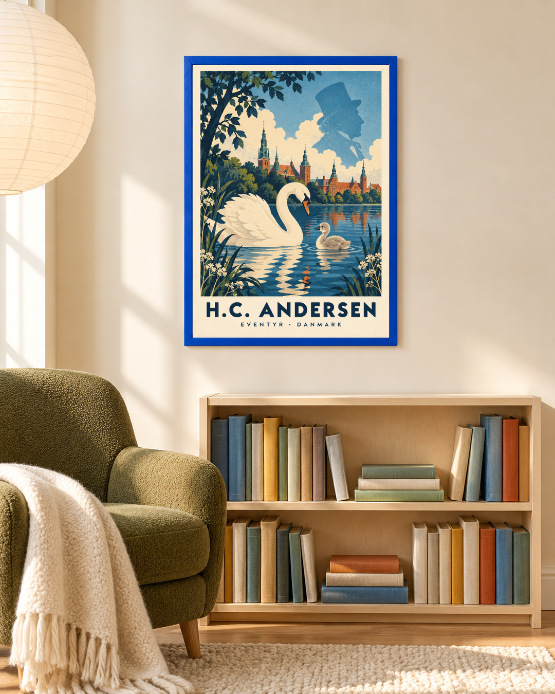 H.C. Andersen, poster fra Kanva i indrettet rum 2. Ramme sælges separat.