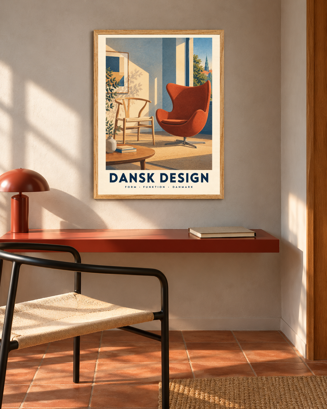 Dansk Design, poster fra Kanva i indrettet rum 2. Ramme sælges separat.