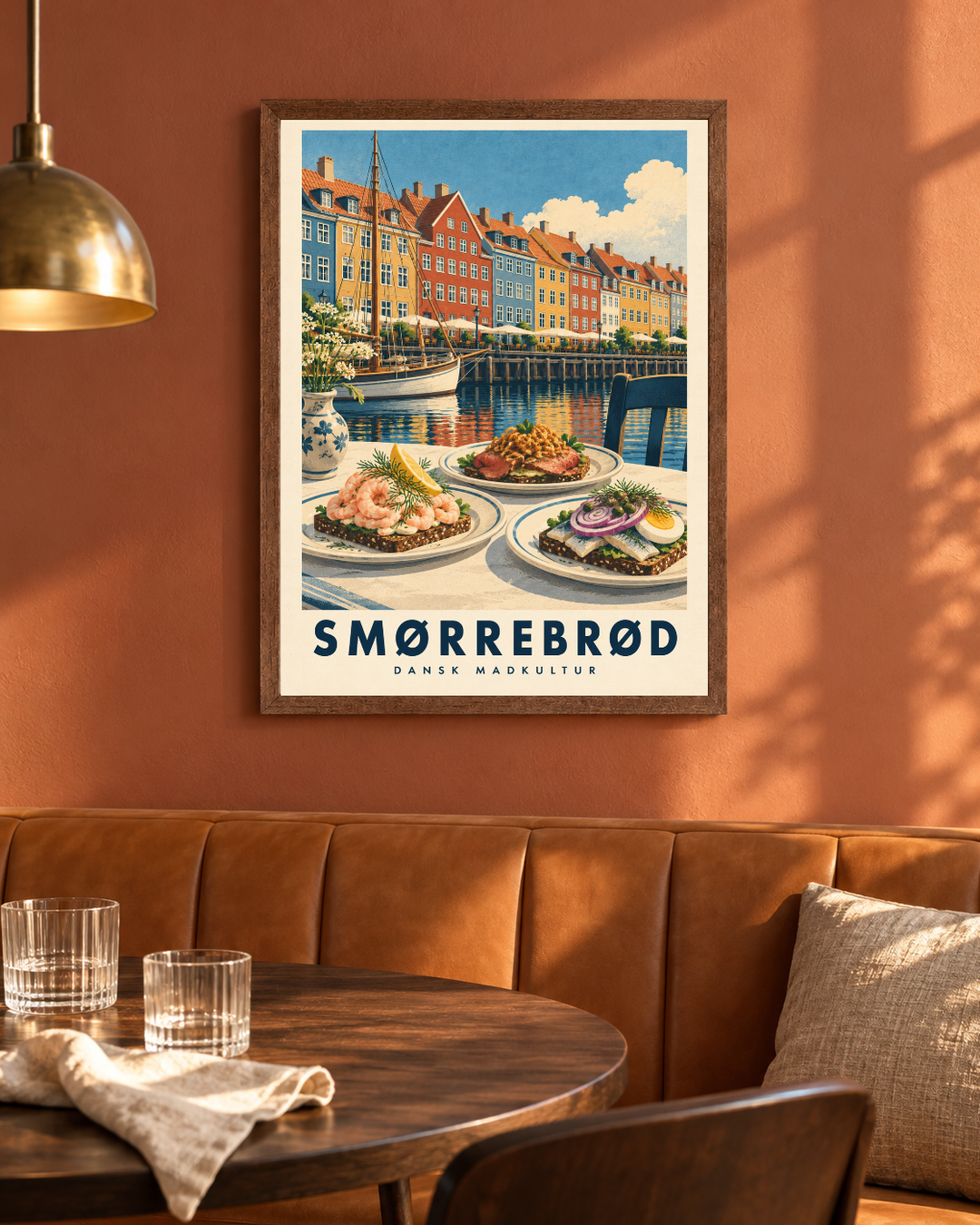 Smørrebrød, plakat fra Kanva i indrettet rum 2. Ramme sælges separat.