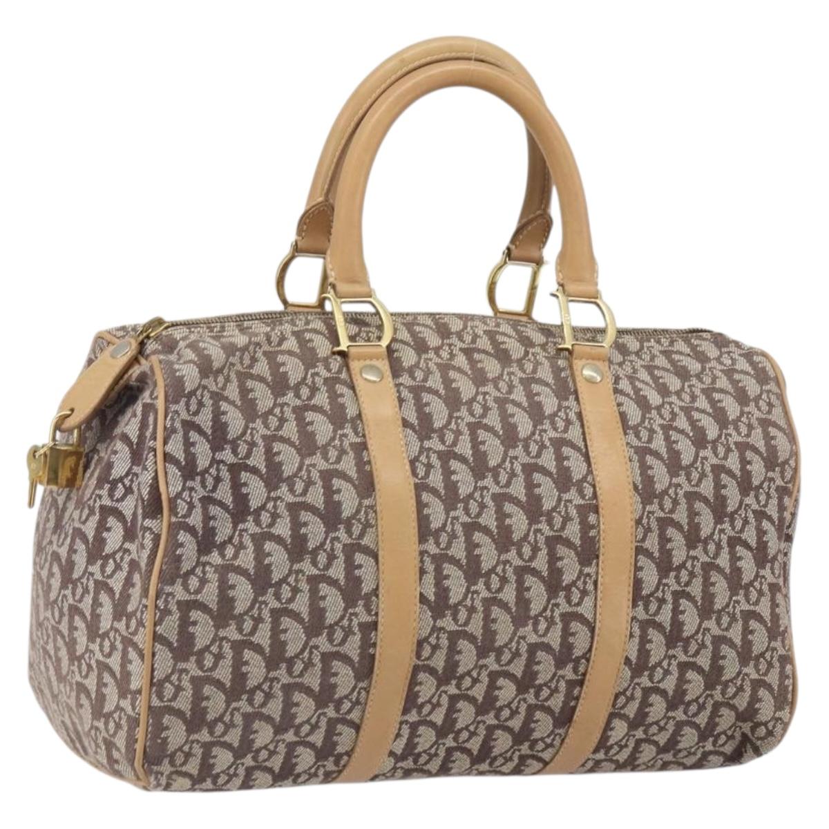 Trotter Canvas Boston Bag Brown Gold