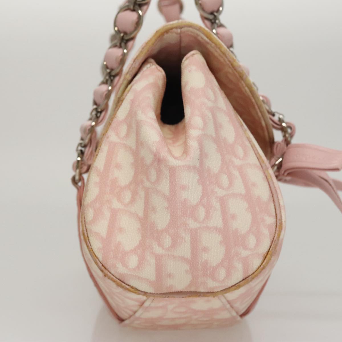 Trotter Canvas Romantic Hand Bag PVC Pink Silver