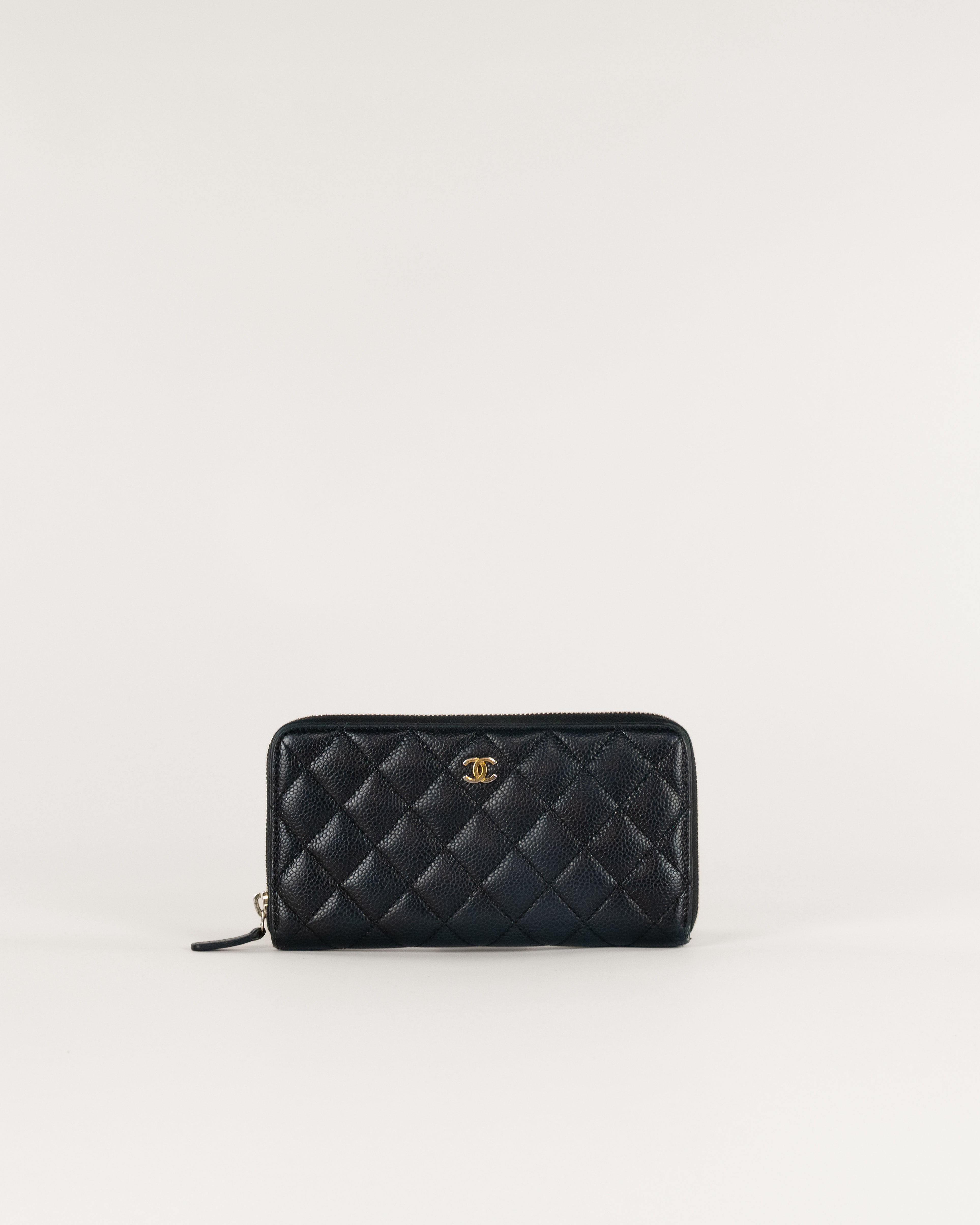 Long Wallet Caviar Skin Black Gold CC
