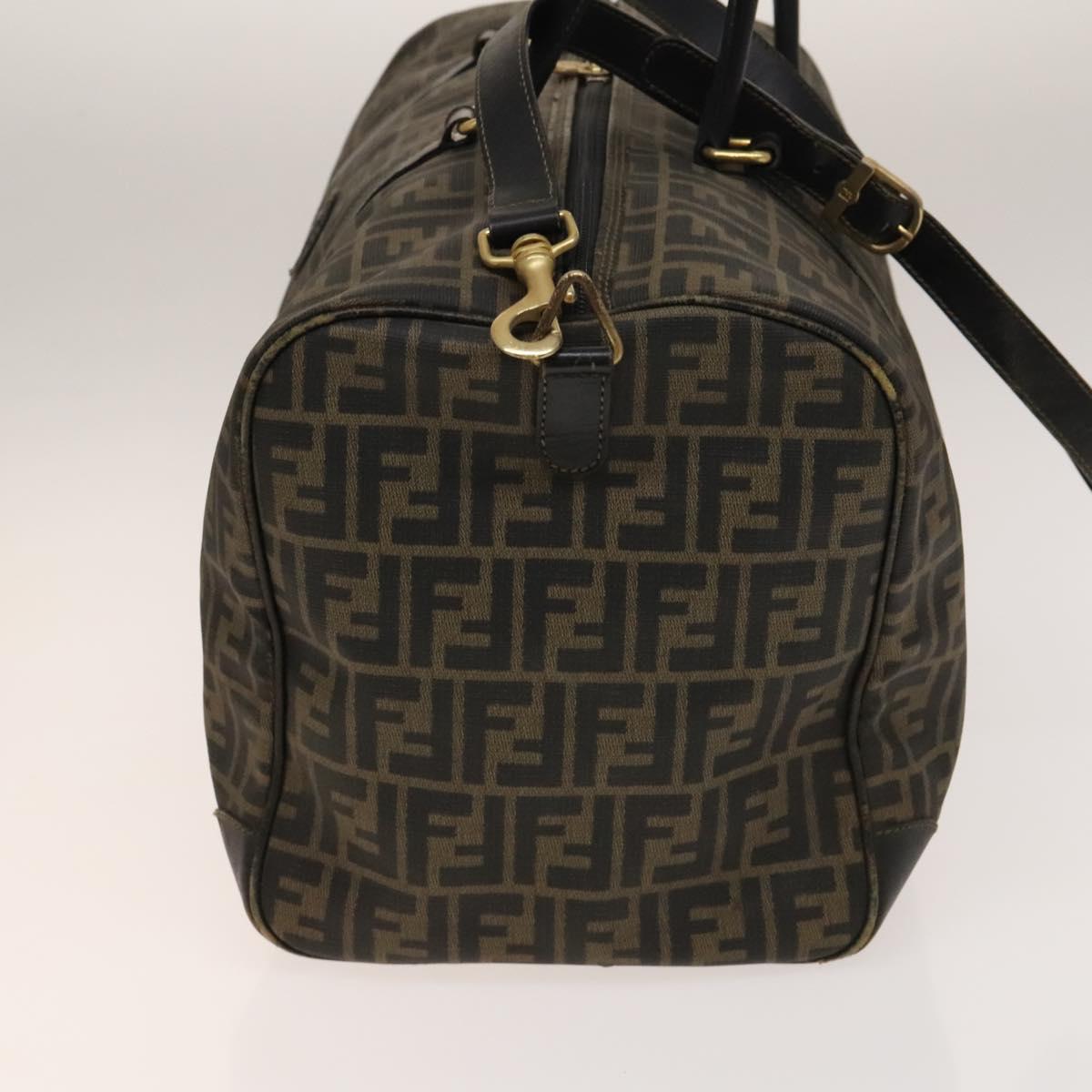 Zucca Canvas Boston Bag PVC 2way Black Brown