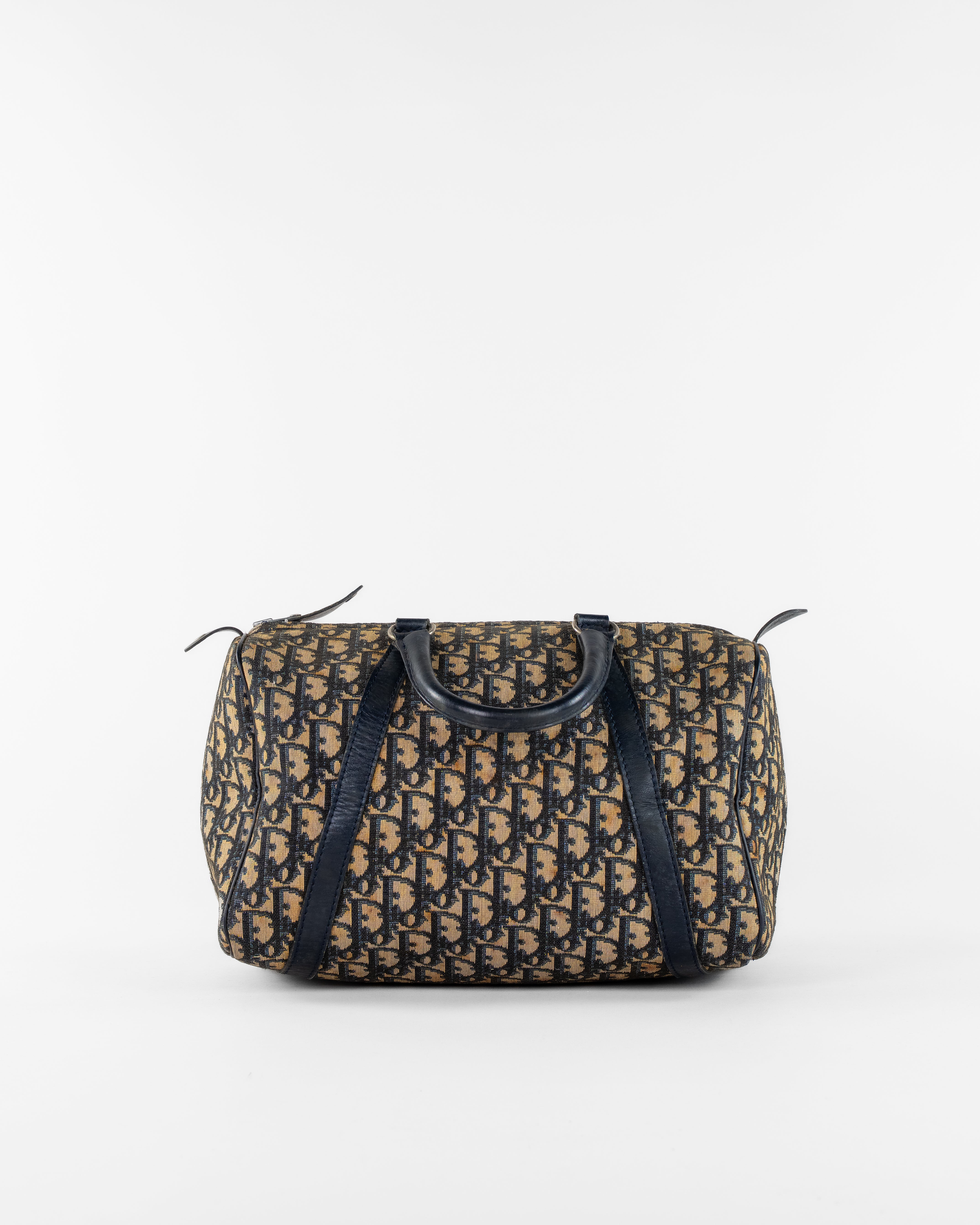 Trotter Canvas Boston Bag Navy Silver