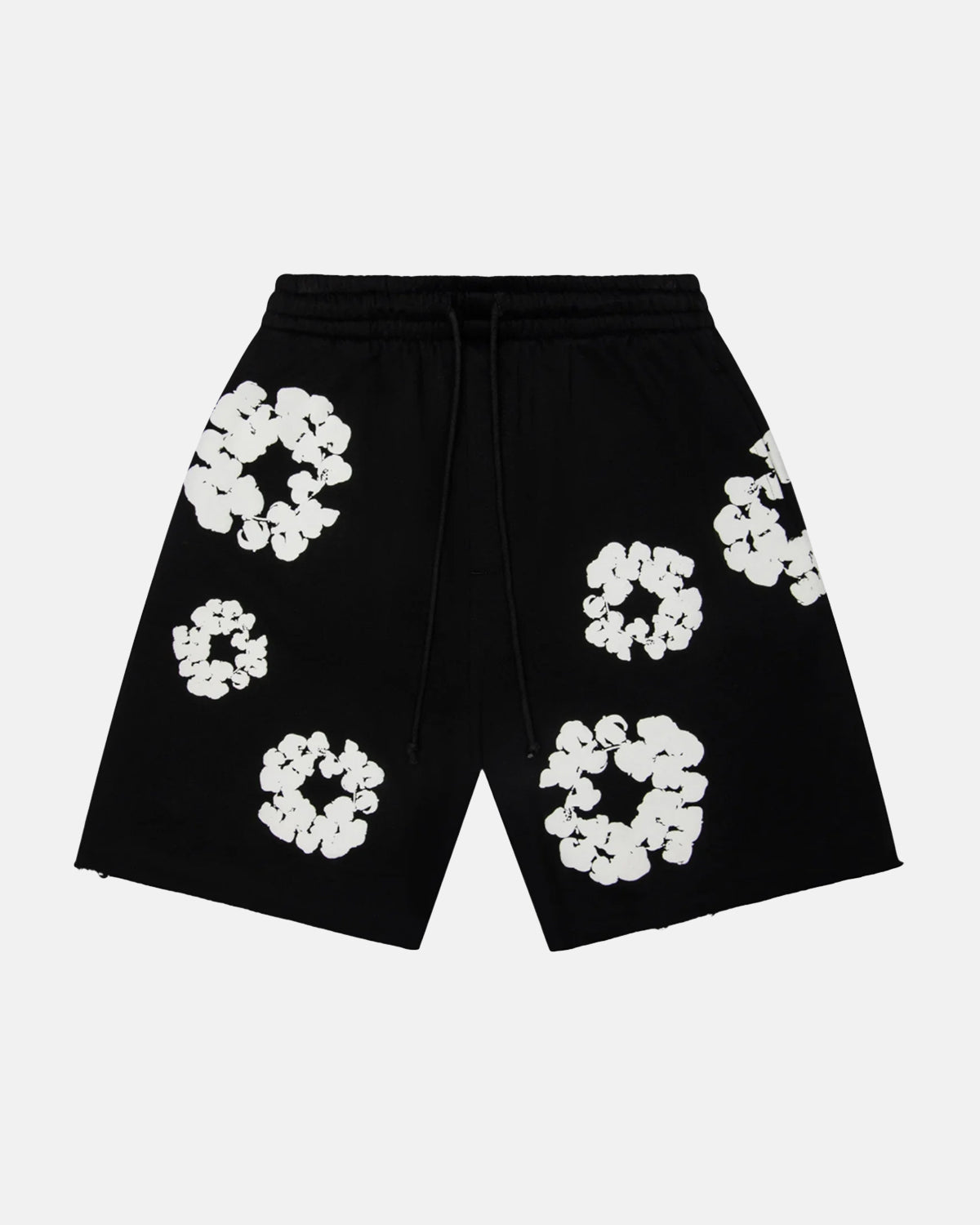 Black Cotton Wreath Shorts