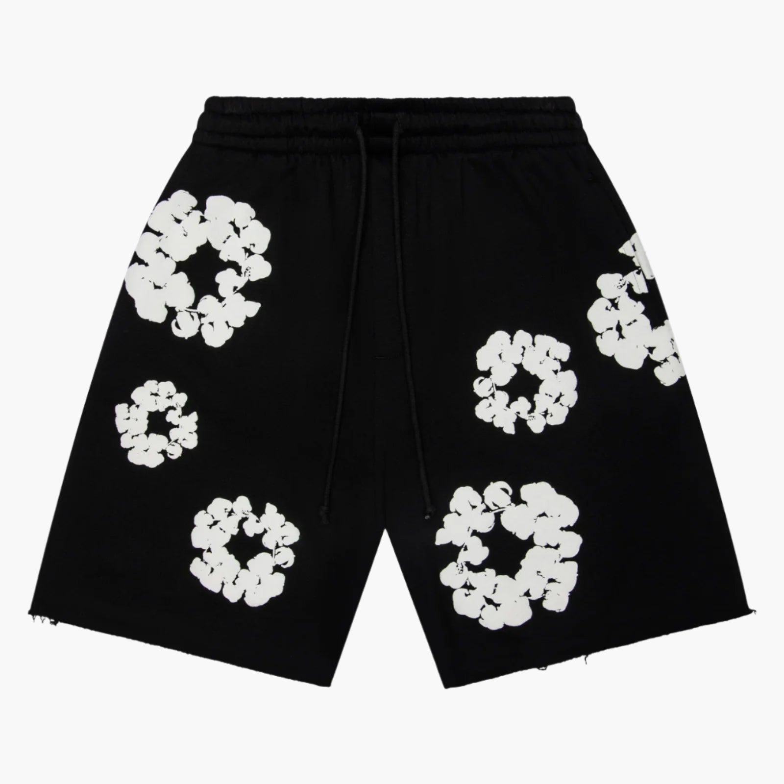 Black Cotton Wreath Shorts