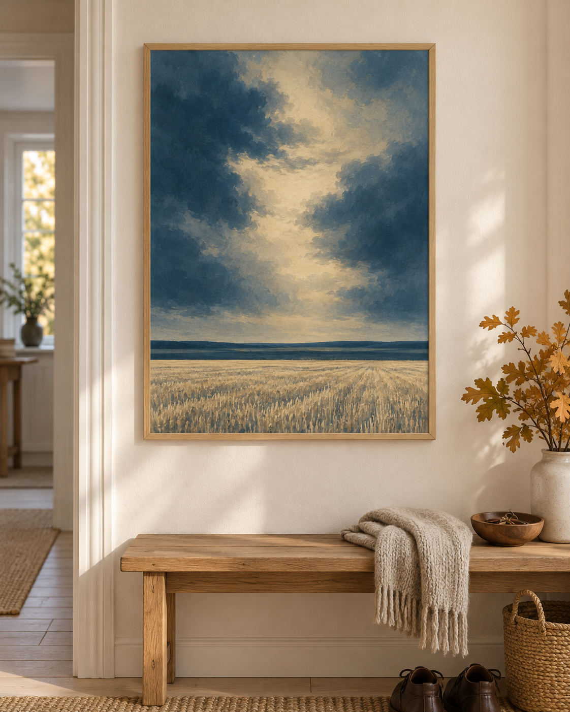 Efter regnet poster från Kanva i hemmiljö med ekram. Ram säljs separat.