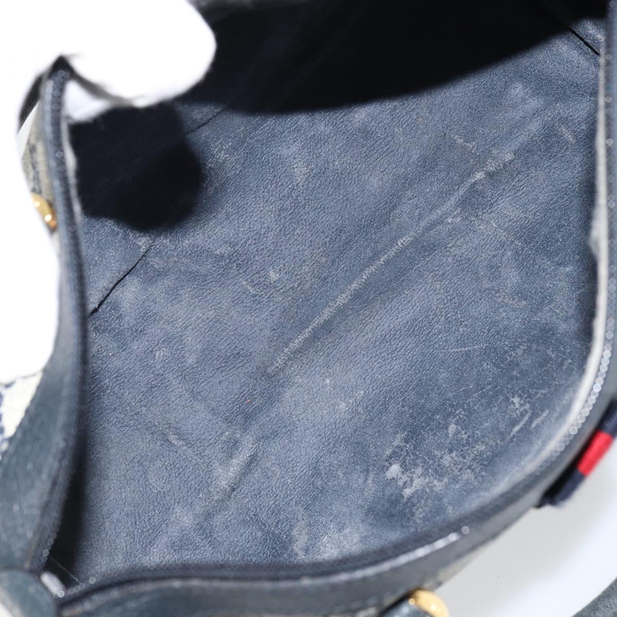 GG Supreme Sherry Line Hand Bag PVC Navy Gold Red