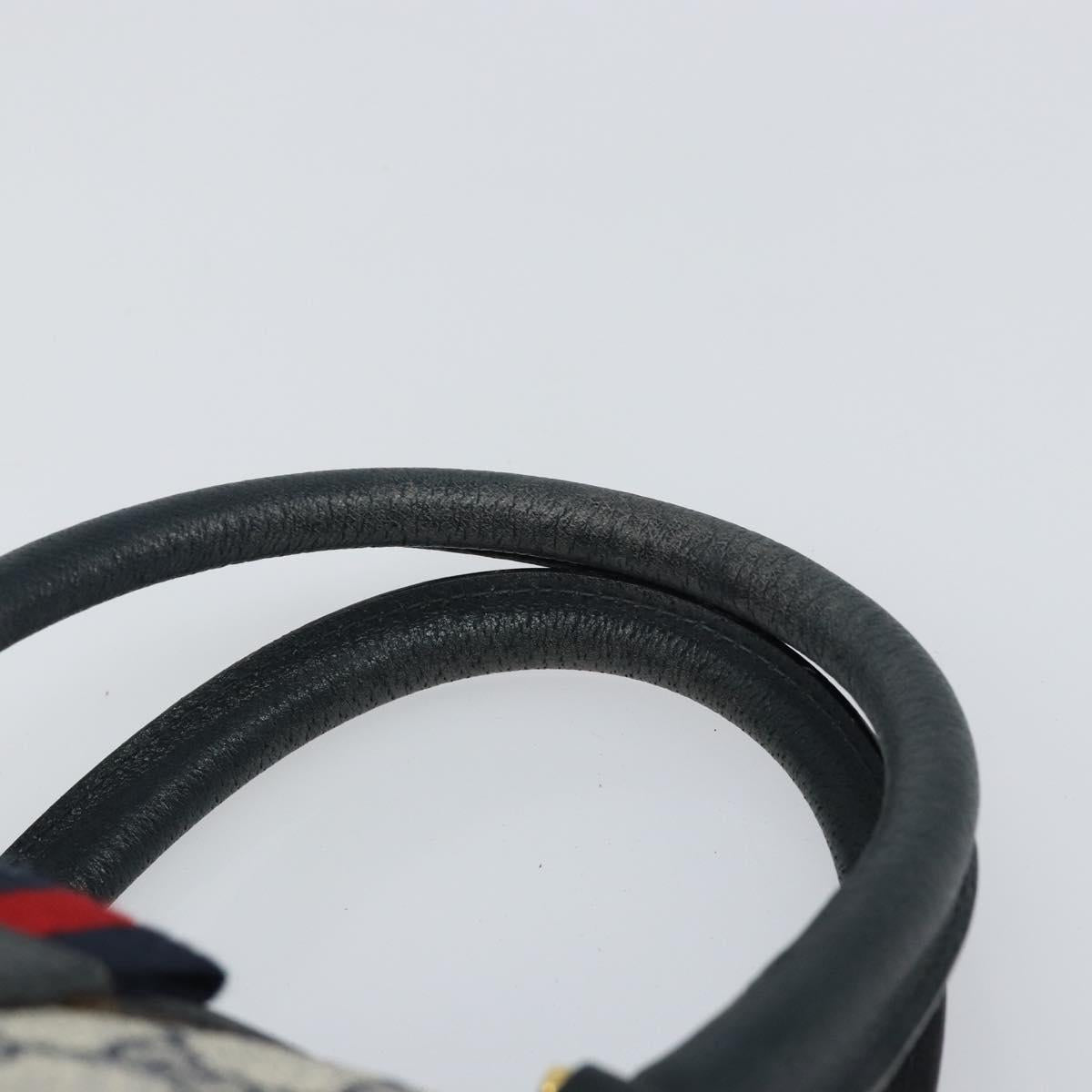 GG Supreme Sherry Line Hand Bag PVC Navy Gold Red