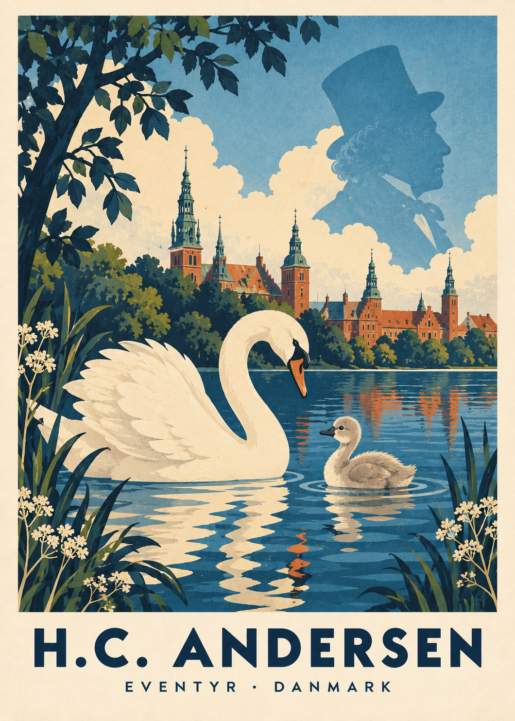 H.C. Andersen, poster fra Kanva, rent motiv i 5:7