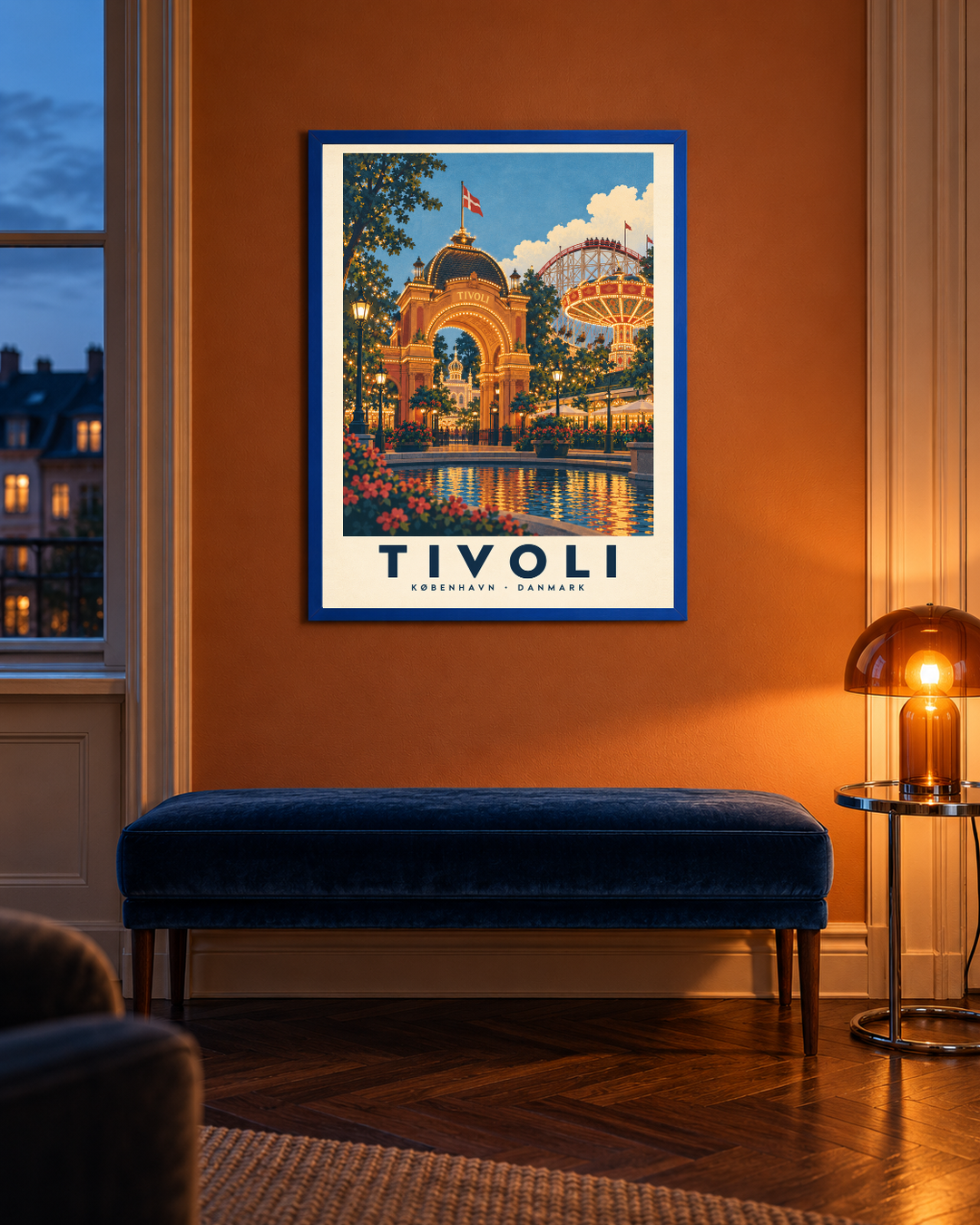 Tivoli, poster fra Kanva i indrettet rum 1. Ramme sælges separat.