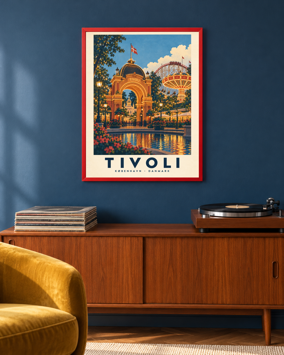 Tivoli, poster fra Kanva i indrettet rum 2. Ramme sælges separat.