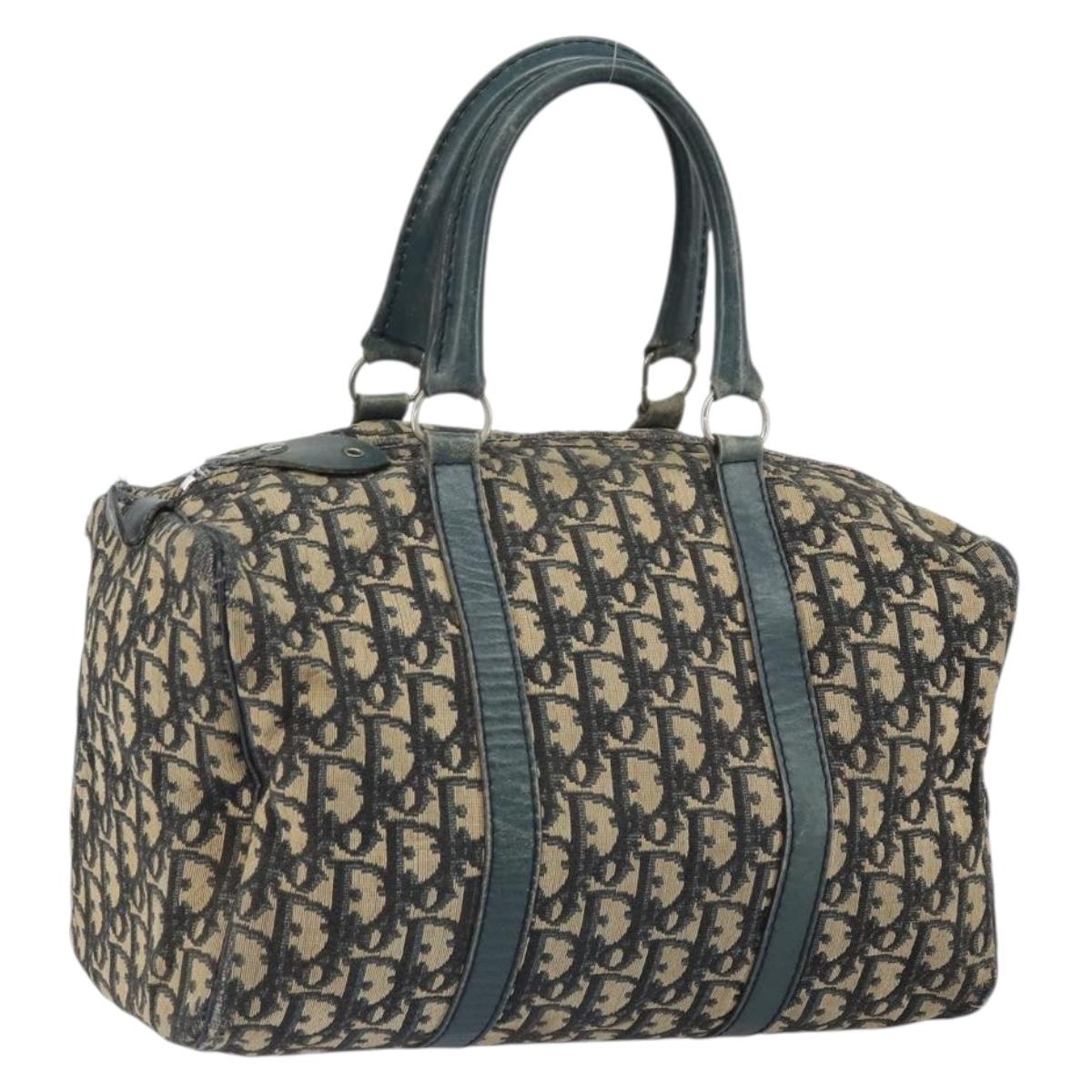 Trotter Canvas Boston Bag Navy Silver