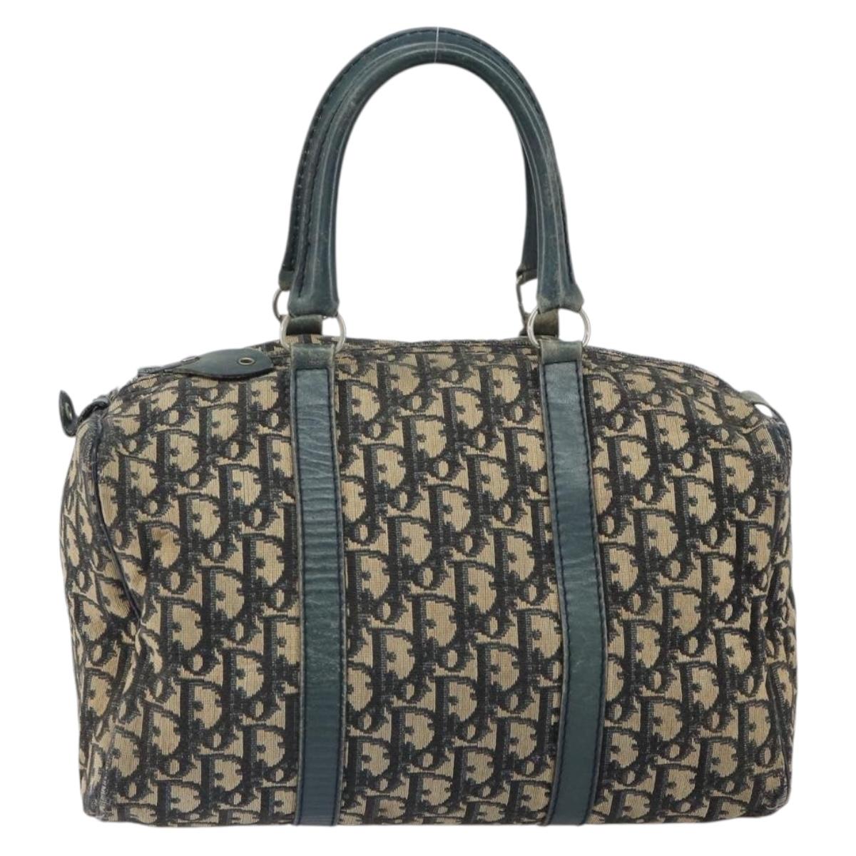 Trotter Canvas Boston Bag Navy Silver