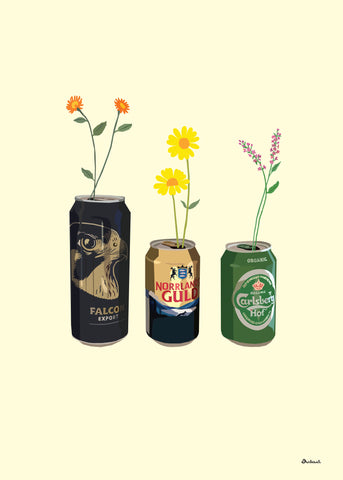 Sprouting Beer Cans Poster