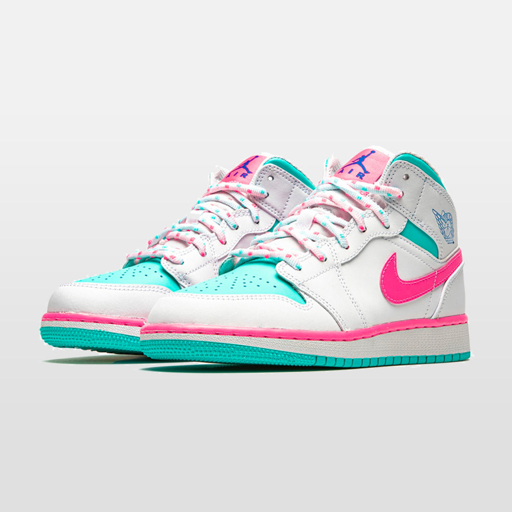 Nike Jordan 1 "White Pink Green Soar" Mid - Jordan 1 | Trendiga kläder & skor - Merchsweden |